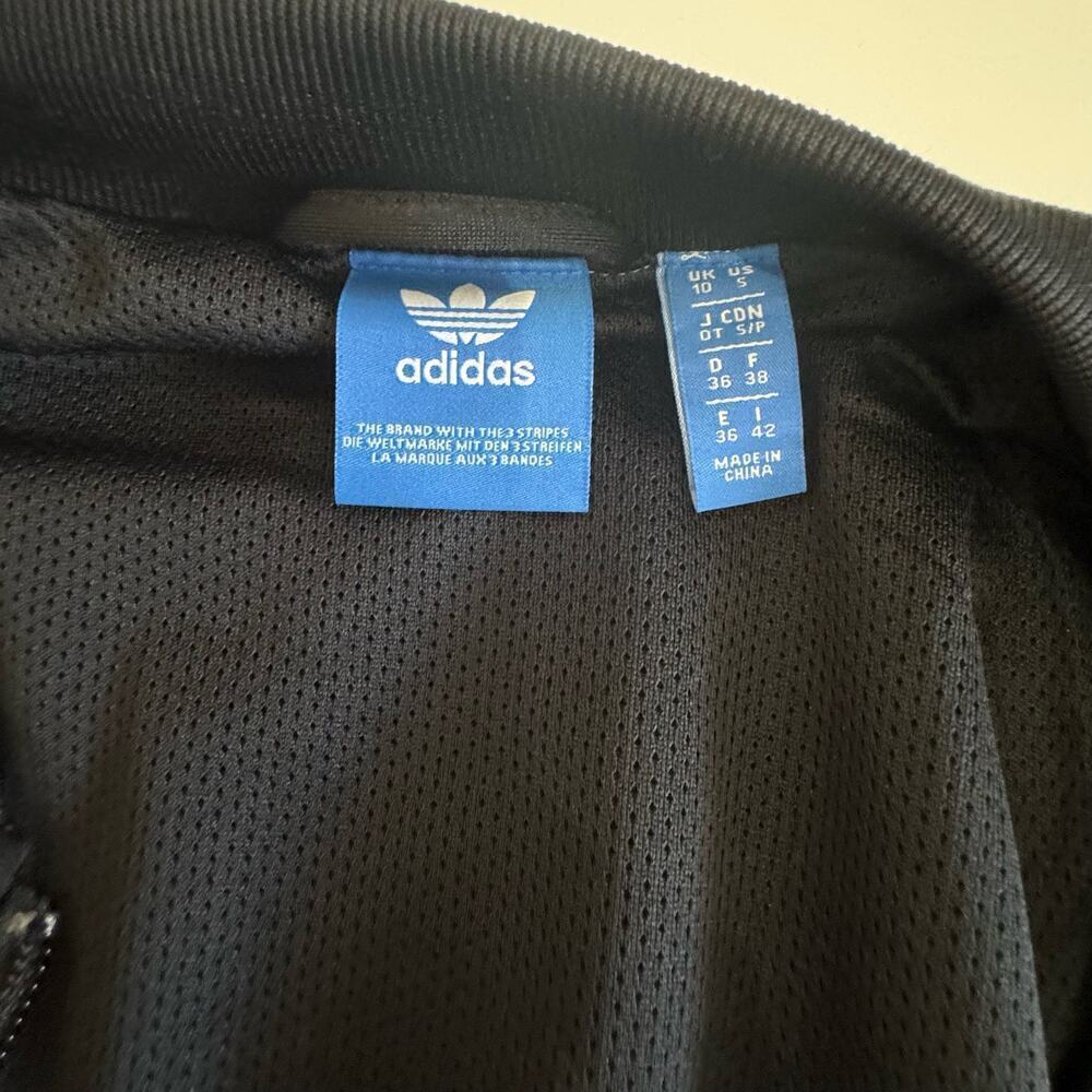 Adidas Track Jacket 3-Stripes Zip‎ Up Black White Size S - Picture 5 of 8